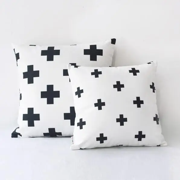 Белый Геометрическая Подушка Чехлы плюс Треугольники хлопок детские Nodic