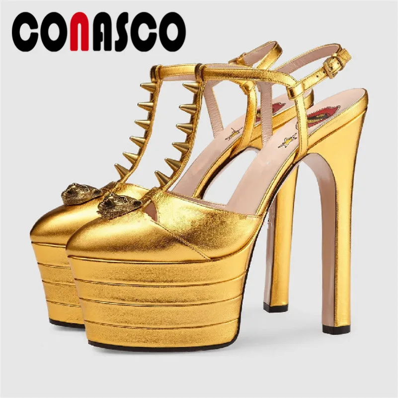 Туфли CONASCO женские для ночного клуба модные сандалии на очень высоком каблуке