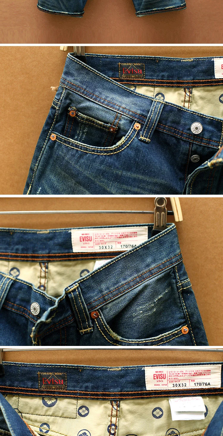 Аутентичные Evisu Новые Полки высокое качество мужские повседневные джинсовые шорты дышащая стирка по колено Модные мужские прямые брюки