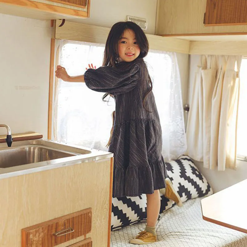 Cotton Linen Ruffles Dress Kids Clothes Children Dresses Girls New 2020 Spring Autumn Baby Girl Lantern Sleeve Clothing | Детская одежда