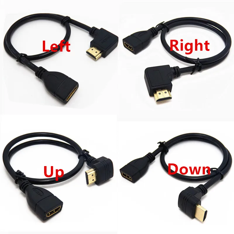 High Speed 90 Degree Up & Down Left Right Angled HDMI Male to Female V1.4 Cable for Audio TV 1080P DVD 0.5m | Электроника