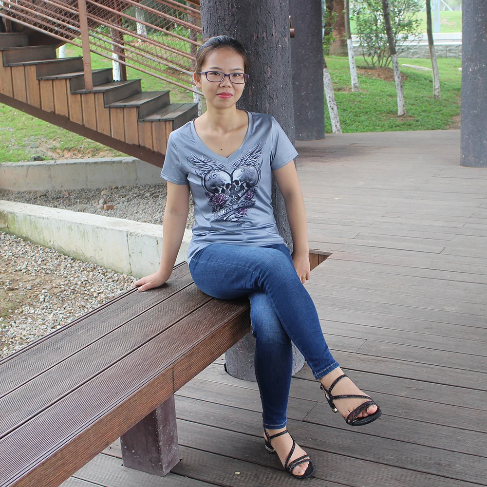 Новые модные женские туфли футболки розы череп голова с короткими рукавами и