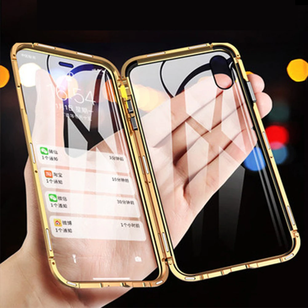 Магнитный чехол из закаленного стекла для iPhone 11 Pro X XS MAX XR 7 8 Plus, магнитный металлический бампер для samsung Galaxy Note 10 Plus