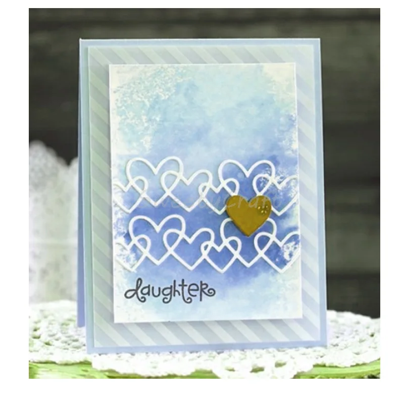 Металлические пресс формы Скрапбукинг Двойное сердце Рамка трафарет для фона