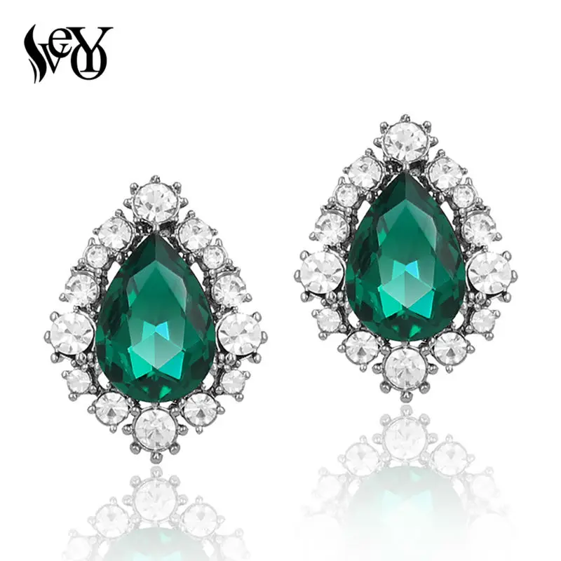 Женские серьги гвоздики с кристаллами VEYO круглые новый дизайн|crystal stud earrings|brand