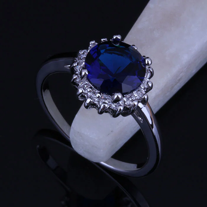 Love Monologue Most Popular Blue Crystal Round Silver Color Rings Fast Shipping &amp Jewelry Bag J0214 | Украшения и аксессуары