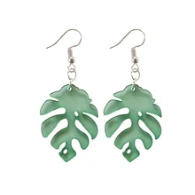 Fresh Acrylic Green Leaf Dangle Earrings For Women New Bohemian Charm Drop Earrings Young Girl Party Jewelry