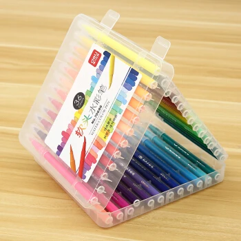 48 colors Deli, 24 шт./12 шт. в наборе, цветные ручки для рисования, цветной рисунок, Мягкая головка, моющиеся акварельные ручки, набор, волоконные кисти, маркеры - Цвет: 48 colors