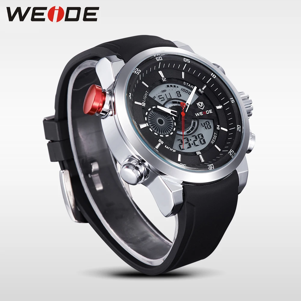 WEIDE военные мужские спортивные часы с кожаным ремешком и будильником наручные