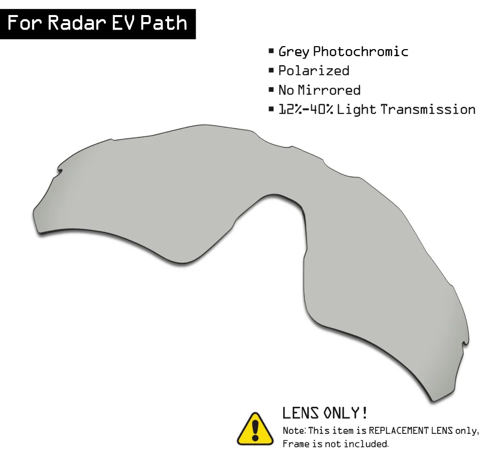 

SmartVLT Polarized Sunglasses Replacement Lenses for Oakley Radar EV Path - Grey Photochromic
