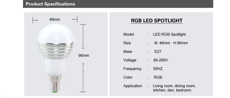 Светодиодный RGB лампа E27 E14 GU10 85-265V MR16 12V светодиодный сменный RGB светильник 3 Вт 5 Вт 7 Вт волшебный праздничный светильник ing+ пульт дистанционного управления