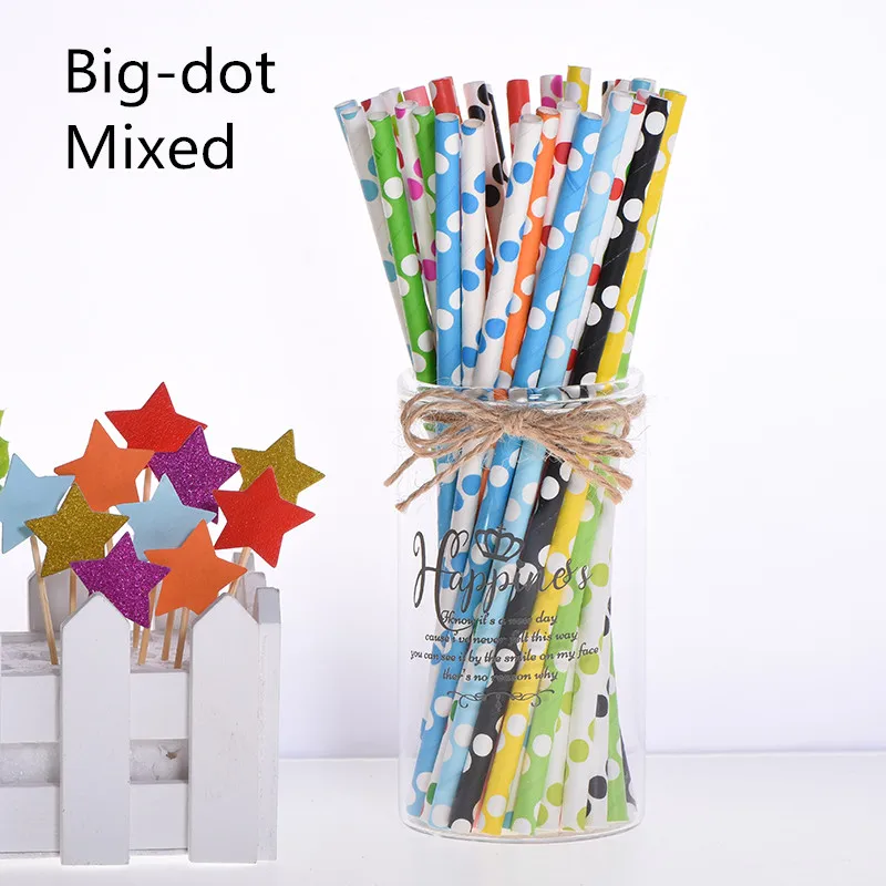 DOT mixed 25 шт. креативные топперы для торта Фламинго бумажная соломинка для питья для детского душа мальчишник вечерние украшения для вечеринки сделанные своими руками - Цвет: DOT mixed