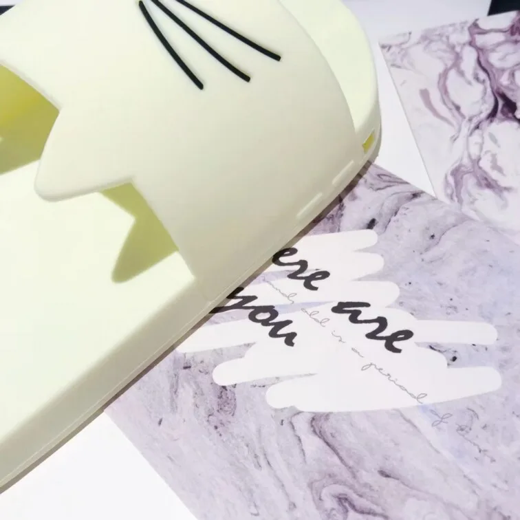 Тапочки для iphone х Чехол черный красный розовый цвет бородой кошка флип-флоп