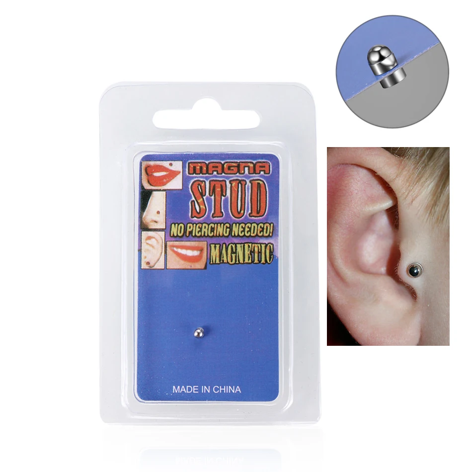 1 шт. поддельные пирсинги для ушей не пирсинг магнитные Ушные бирки губ кольцо