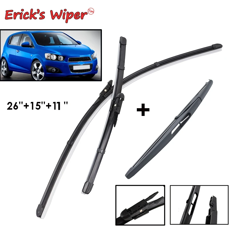 

Erick's Wiper Front & Rear Wiper Blades Set For Chevrolet Sonic Aveo 2012 - 2022 Windshield Windscreen Rain Brushes 26"+15"+11"
