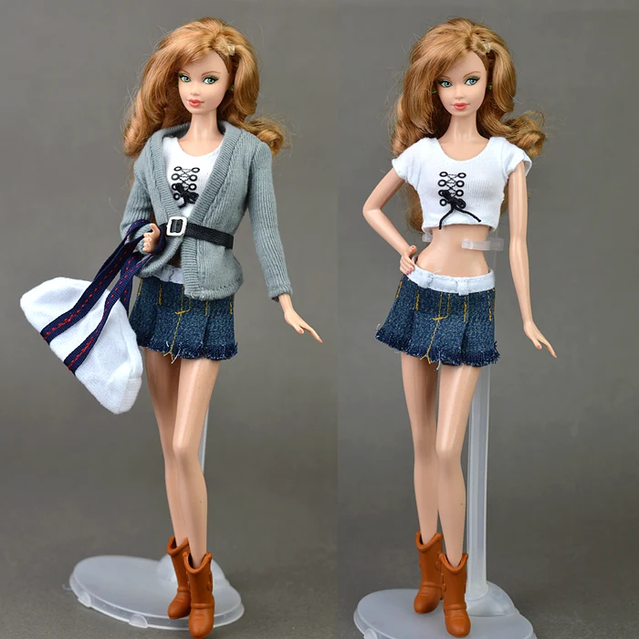 Зимняя одежда 6 шт./компл. костюм свитер пальто джинсовый юбка сумка ботинки