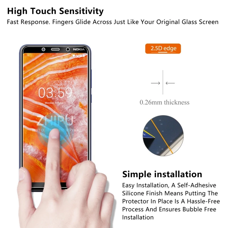 Закаленное стекло для Nokia 3 1 Plus защита экрана 2.5D 9H Премиум защитная