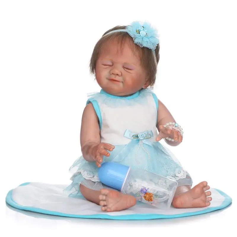 20&quot50cm Full Silicone Reborn Babies Dolls closed eyes stylish classic babydoll Xmas Birthday Gift Present Bathe Toy | Игрушки и