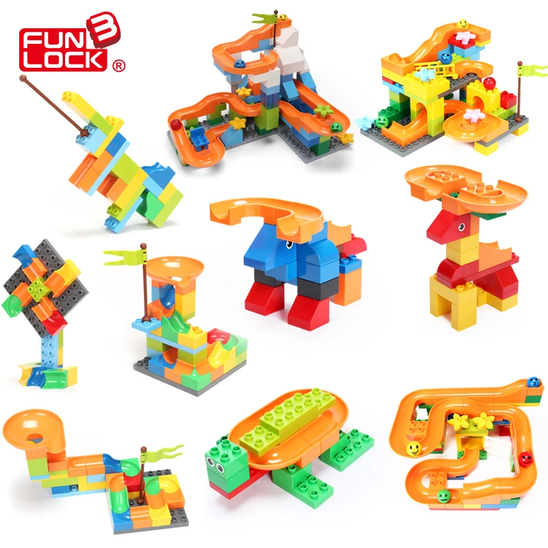 120 шт. Детский конструктор Funlock Duplo|toy building bricks|building bricksmarble race |