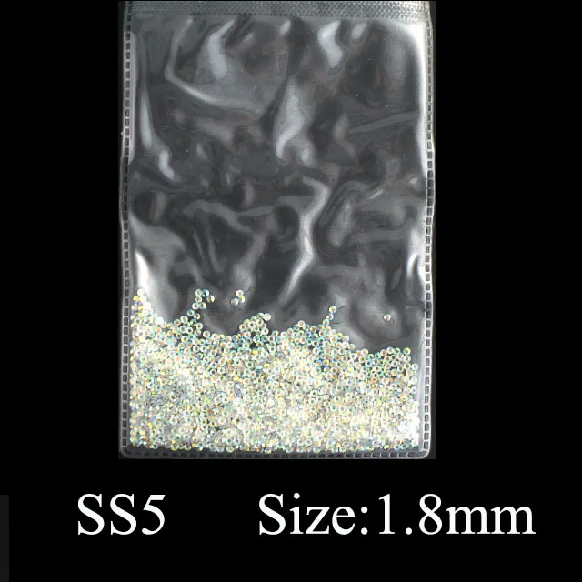 Clear AB SS5 1440 1440 шт Разноцветные стеклянные стразы для ногтей AB радужные цвета с плоской задней поверхностью Кристальные 3D блестящие амулеты для маникюра украшения для ногтей - Цвет: Clear AB SS5 1440