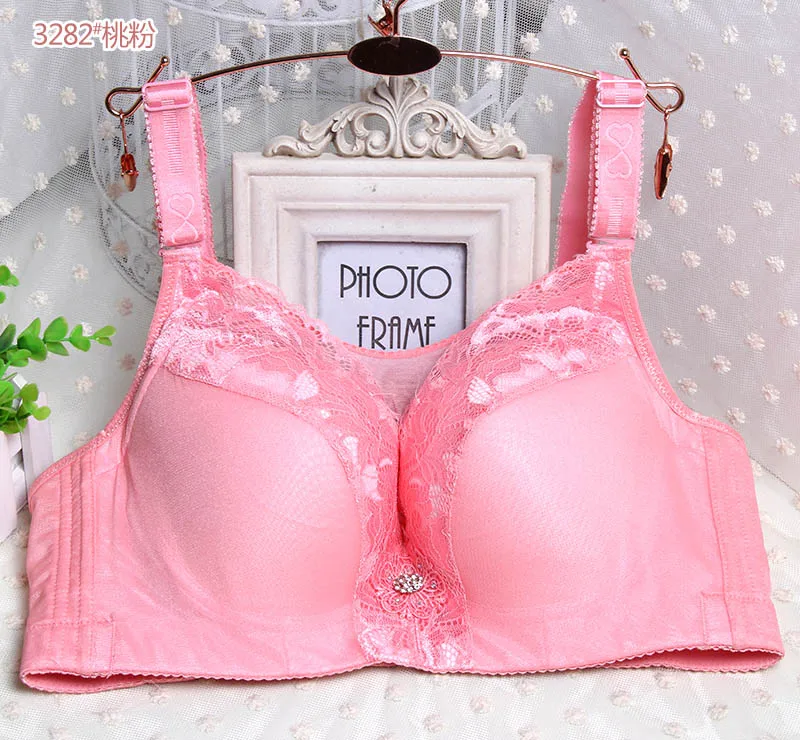 Pink 40-52 D E F G размера плюс бюстгальтер для женщин Большая полная чашка бюстгальтер женское белье большого размера пуш-ап удобный здоровый Бюстгальтер Нижнее белье BH - Цвет: Pink