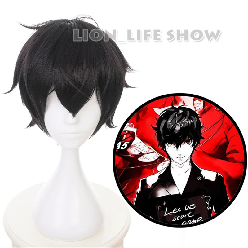Wig only Persona 5 Hero Kyoya Hibari Rin Okumura Houtarou черный короткий парик для косплея черные очки маска реквизит для косплея - Цвет: Wig only