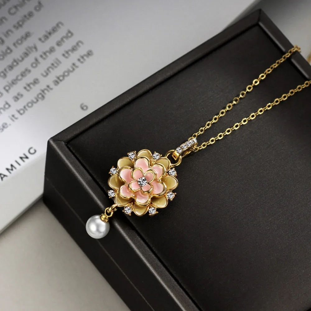 Neoglory модные ауден носорог эмаль цветок Длинные Имитация Жемчуга ожерелья и