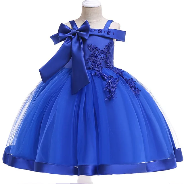 Navy blue С цветочным узором для девочек летние платья для детей платье принцессы для девочек детская одежда Вечеринка платья на свадьбу; vestido, 3, 8, 10 лет - Цвет: Navy blue