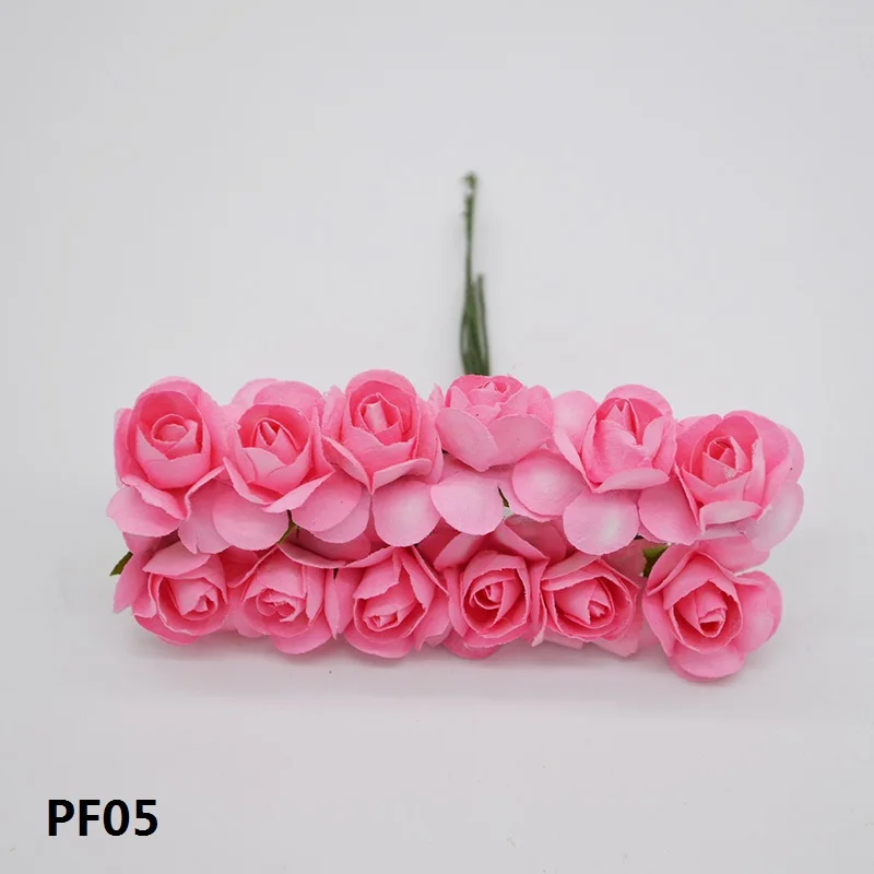 PF05 72 шт./лот, 2 см, мини бумажный цветок, искусственные розы, свадебный букет, венок, домашний декор для свадебной вечеринки, принадлежности для скрапбукинга - Цвет: PF05