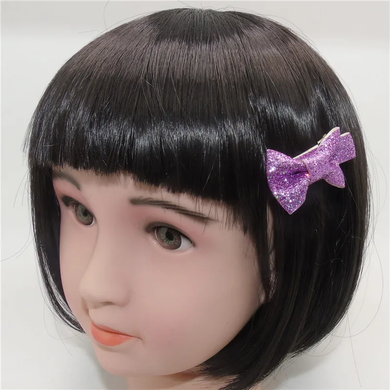 20 шт./лот мини бант блестящая ткань зажимы для волос цвета металлик золотой