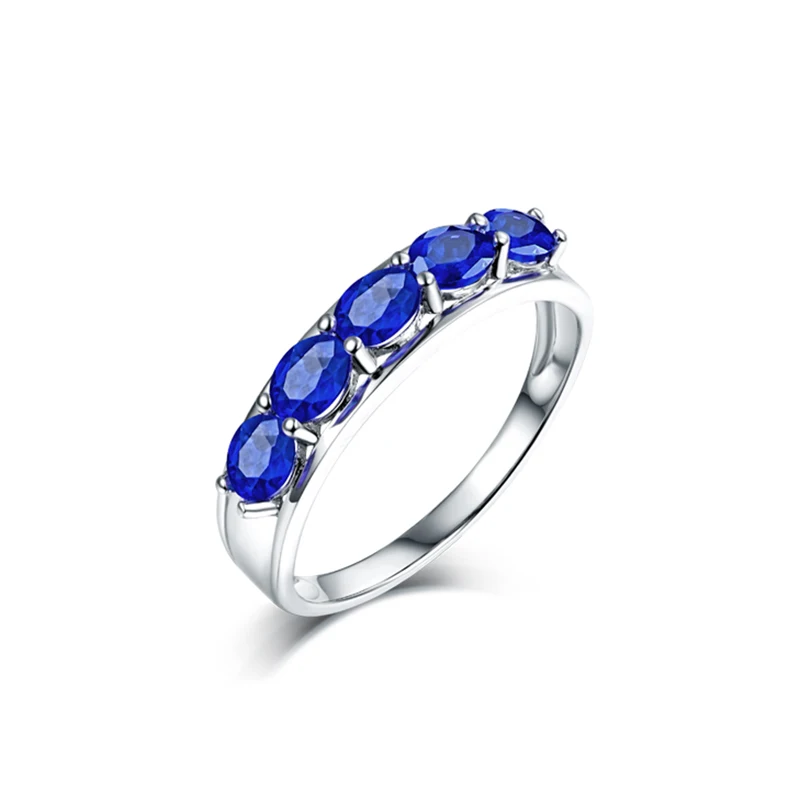 LOVERJEWELRY, 18 K, розовое золото, рубиновое кольцо, Трендовое Женское Обручальное ювелирное изделие, кольца с натуральным драгоценным камнем, пять овальных камней 3*4 мм - Цвет камня: Sapphire Ring
