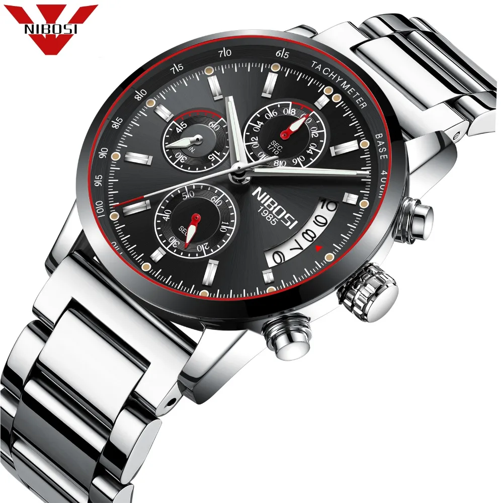 NIBOSI Водонепроницаемый Повседневное часы Для мужчин Элитный бренд кварцевые
