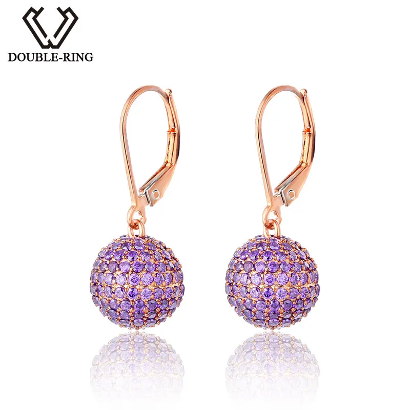 

DOUBLE-RING Purple Clip-on Earrings Brand Women 925 Sterling Silver Earrings Cubic Zirconia Fine Jewelry Hot Sale CASE04266SB-3