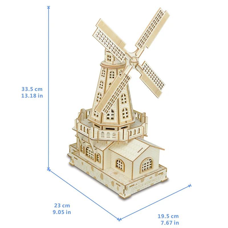 

Laser Cutting Puzzle 3D Wooden Jigsaw Model Building Dutch windmill Home Decor Ornaments Europe Models Gifts For Children