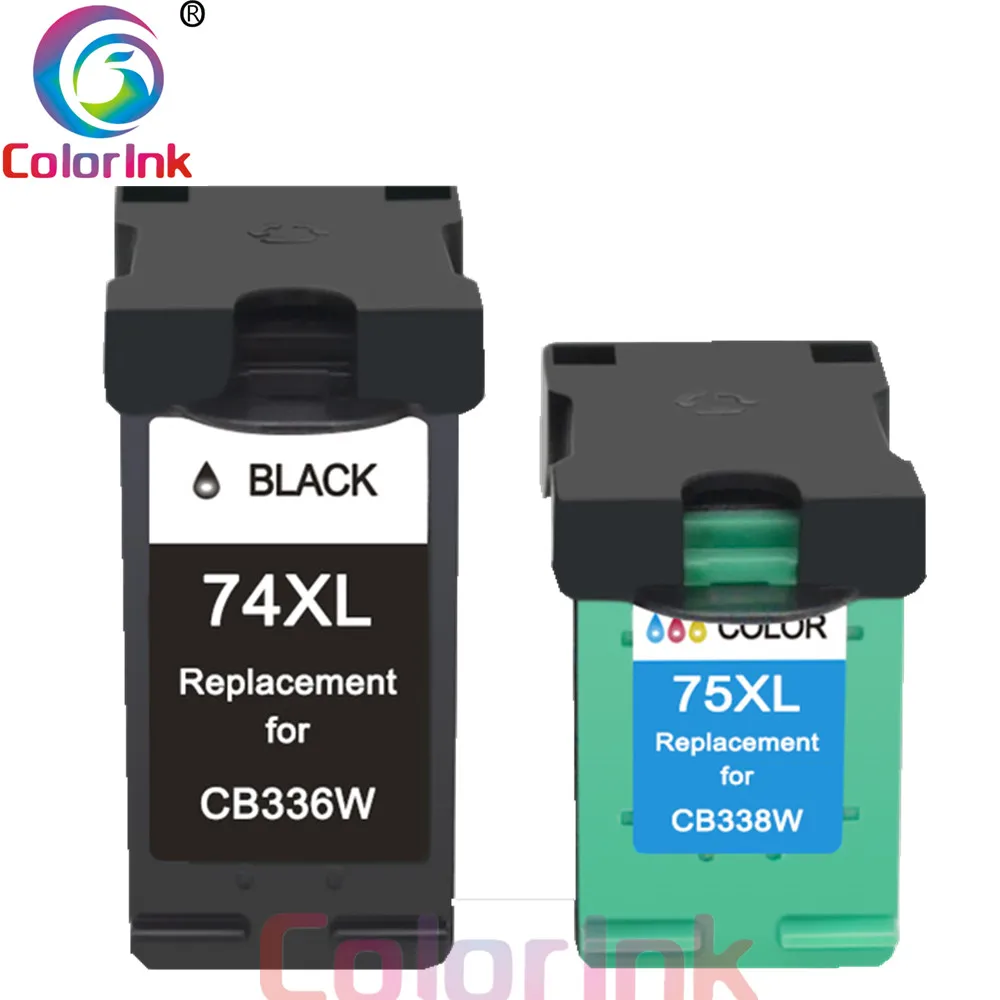 ColoInk 2 пакета 74XL 75XL заправленный картридж Замена для HP 74 75 Photosmart C4200 C5200 C4300 Officejet J5780