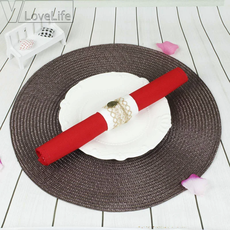 Table Round Placemat Weave PP Dining Napkin Mats Bowl Pad Hotel Cutlery Table Decoration Tray Mat Braided Style Placemat
