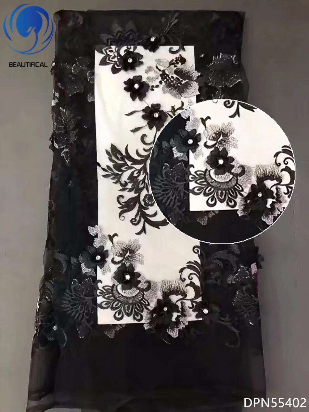 BEAUTIFICAL Африканский 3d кружевной цветок ткани белый французский Тюль Кружева 2018