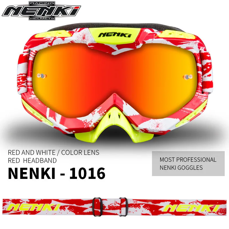 White Red NENKI очки для мотокросса беговые лыжи сноуборд ATV маска Oculos Gafas мотоциклетный шлем 1016-1 MX очки - Цвет: White Red