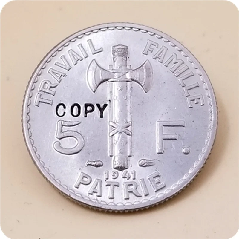 1941 Франция 5 франков-Petain имитация монеты - Цвет: 388
