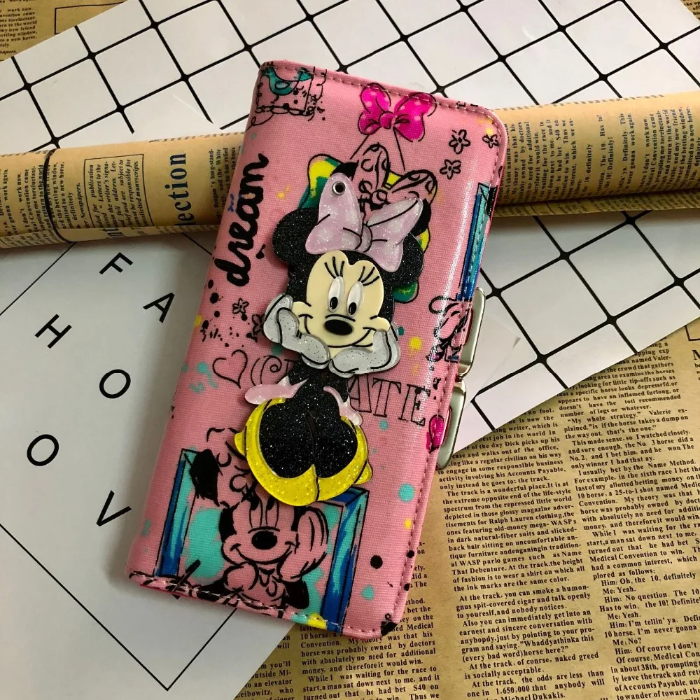 Disney Микки мультфильм женский кошелек pu монета с зеркалом леди сумка для хранения клатч сумка кошелек девушка Сумка Держатель монет плюшевые карты