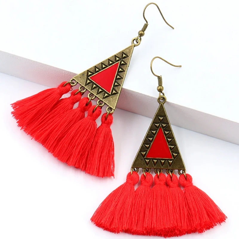 Богемные серьги с кисточками богемные этнические длинные бахромой для женщин