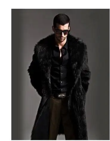 black S/5XL зимняя мужская меховое пальто из норки большого размера, пальто из норки, мужская длинная меховая верхняя одежда, Двусторонняя одежда, куртка из искусственного меха K119 - Цвет: black