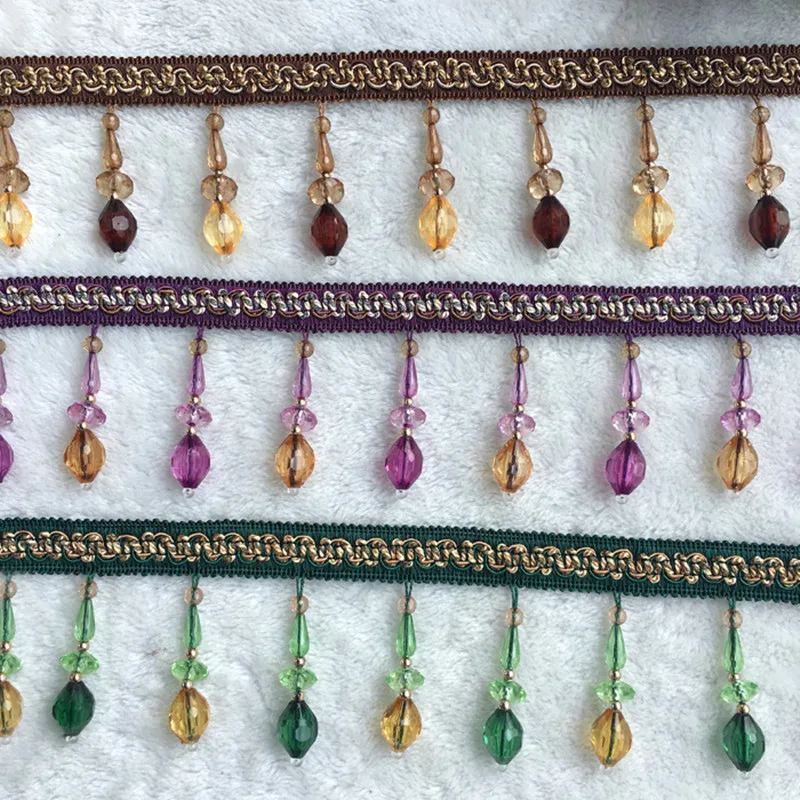 XWL 12 ярдов/партия 9 см широкие цветные хрустальные бусины кружевные аксессуары