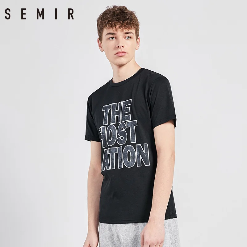SEMIR футболка с коротким рукавом мужская одежда 2018 летний топ новый круглый