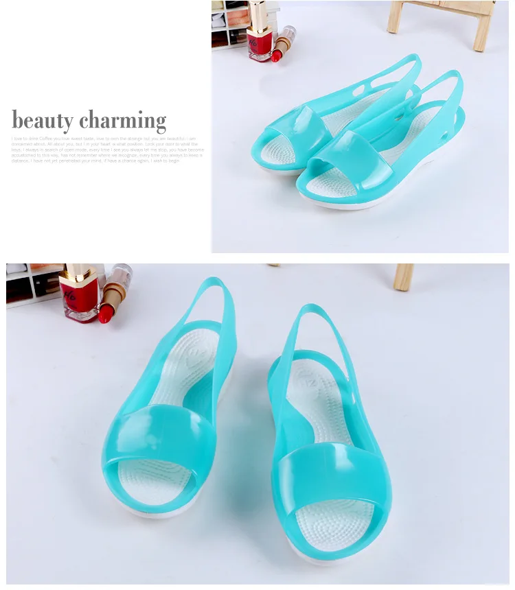 POLALI Women Sandals Colorful Women Shoes Peep Toe Stappy Beach Rainbow Croc Jelly Shoes Woman Summer shoes ST236