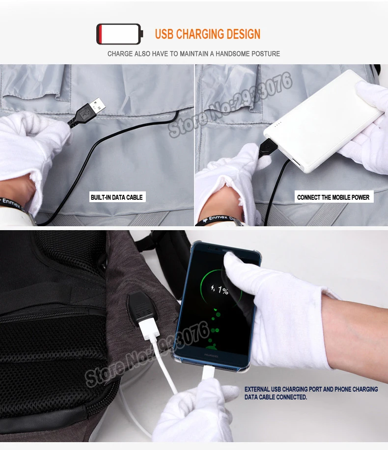 OZUKO, модный мужской рюкзак, Повседневный, многофункциональный, USB зарядка, 15,6, рюкзаки для ноутбука, с блокировкой паролем, Противоугонный рюкзак, мужской, Mochila