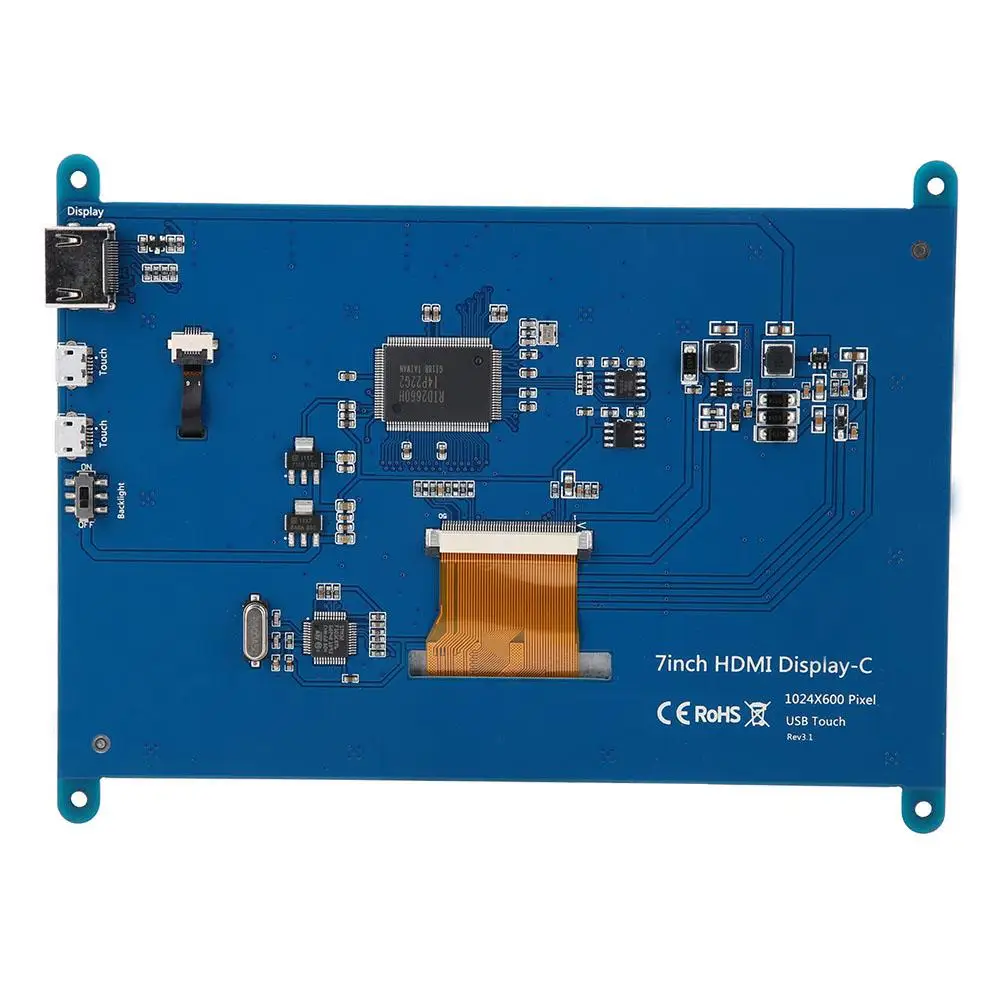 7 дюймов Full View ЖК-дисплей ips Сенсорный экран для Raspberry Pi 1024*600 HD HDMI Дисплей емкостный сенсорный монитор 5-точечный сенсорный Управление