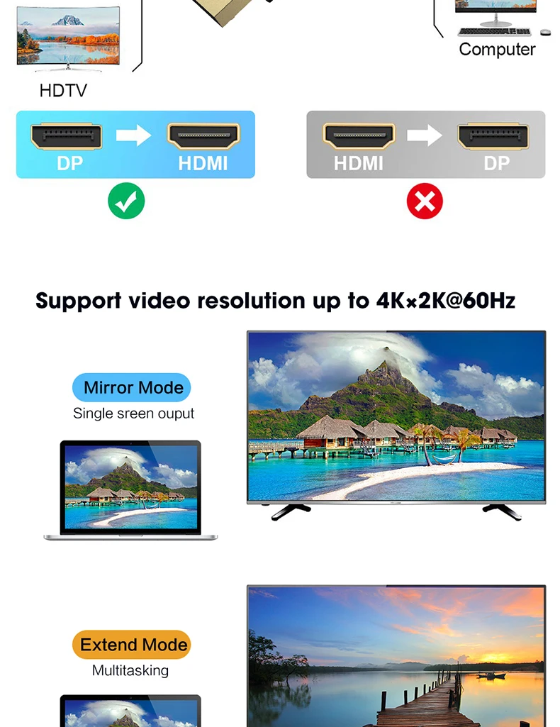 Displyport к HDMI адаптер мама-папа Макс 4 к 60 Гц DP к HDMI конвертер 2 к видео аудио разъем MOSHOU для HDTV ПК