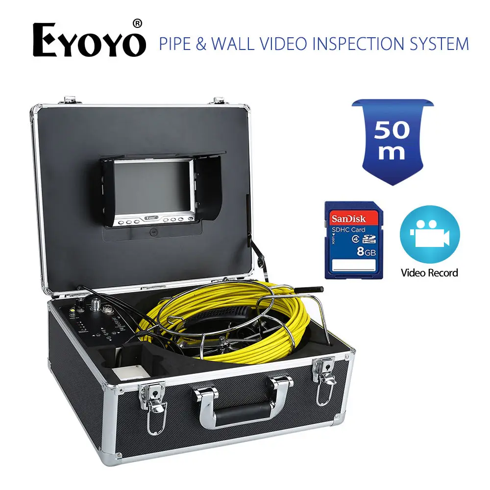 Eyoyo 50 м 7 &quotЖК дисплей HD 1000tvl 4500 мАч Батарея стенки трубы видео контроль