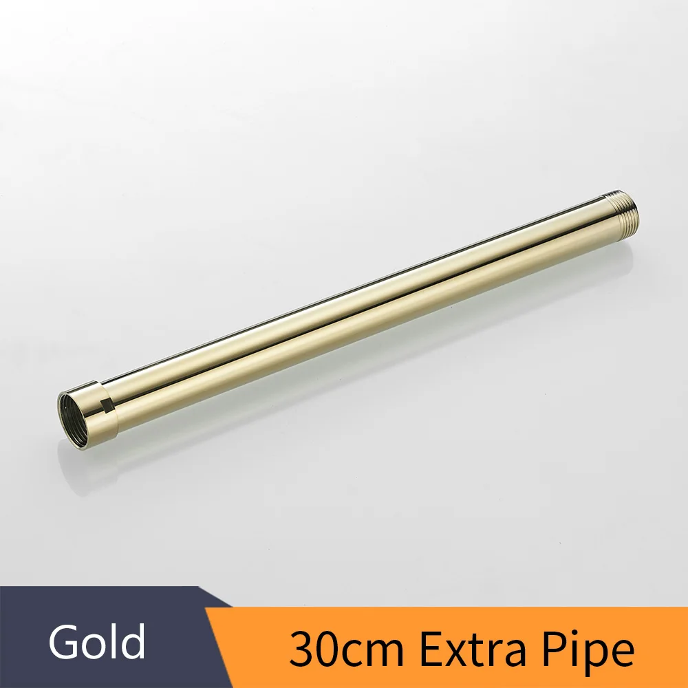 Gold Монтажные кронштейны для душа 1" 30 см, Твердый латунный золотой круглый смеситель для ванной комнаты, удлиняющая трубка, держатель для душа - Цвет: Gold